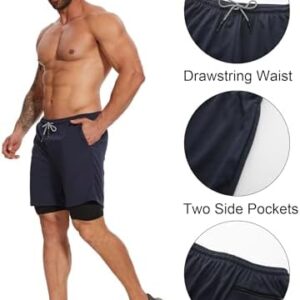 4 Pack Mens 2 in 1 Running Workout Shorts with Liner, Gym Athletic Quick Dry Sport Shorts with Pockets